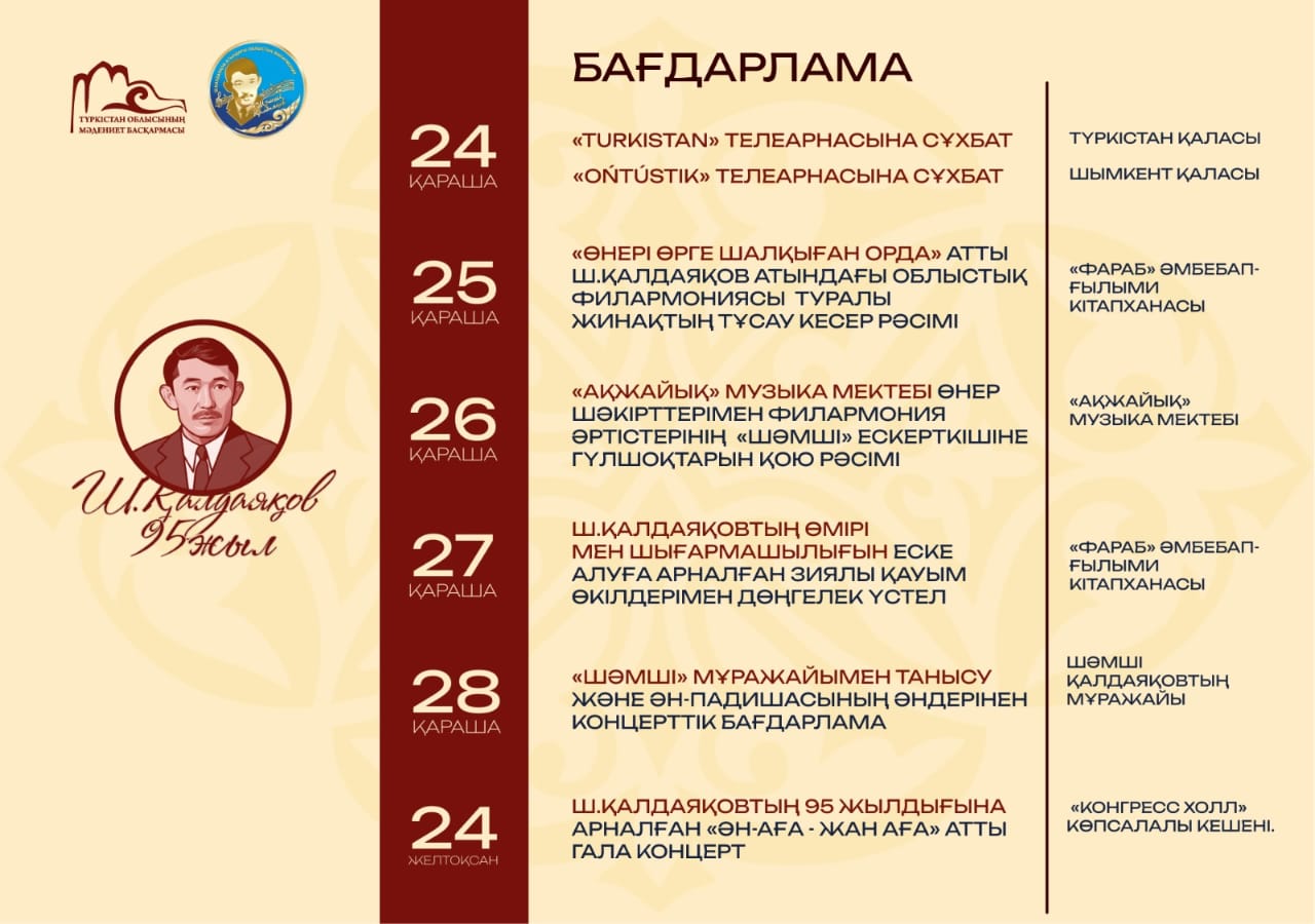 Ш. Қалдаяқовтың 95 жылдығына арналған апталық басталды